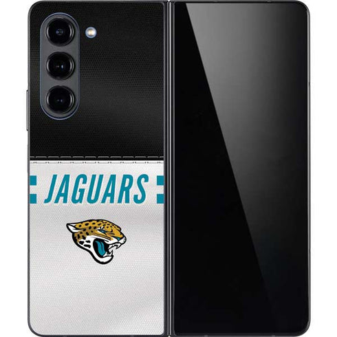 NFL Jacksonville Jaguars White Striped Galaxy Z Fold5 5G Skin